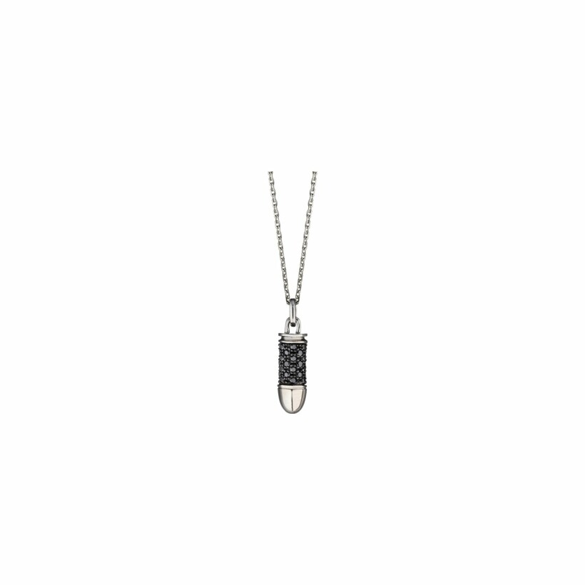 Akillis Mini Bang Bang pendant with chain, black rhodium-plated white gold, black diamond pave