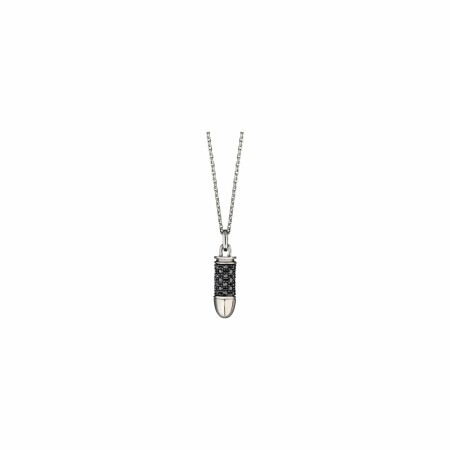 Akillis Mini Bang Bang pendant with chain, black rhodium-plated white gold, black diamond pave