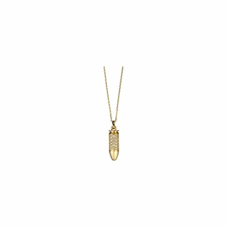 Akillis Mini Bang Bang pendant with chain, yellow gold, diamond pave