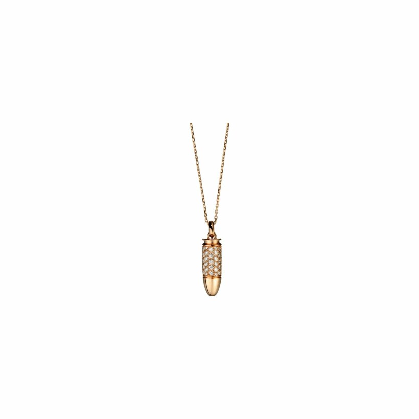 Akillis Mini Bang Bang pendant with chain, rose gold, diamond pave