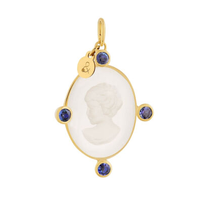 Médaille min&ral Joaillerie Mademoiselle en or jaune et saphir