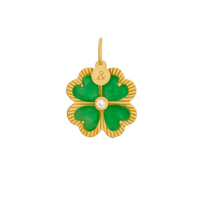 Médaille min&ral Joaillerie Eden en or jaune, jade et diamant