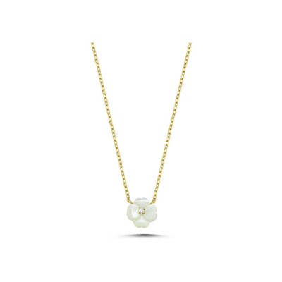 Pendentif en or jaune, diamant et nacre