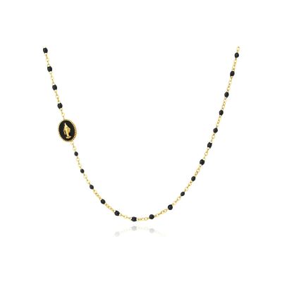 Collier Pixies en acier doré et résine noir