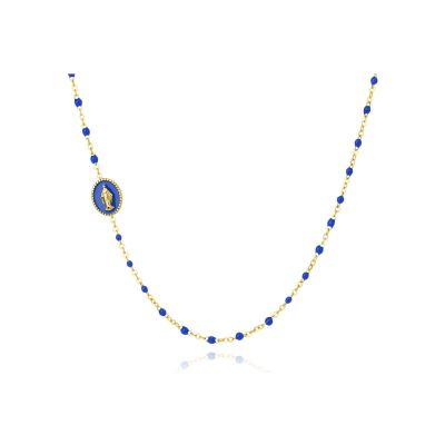 Collier Pixies en acier doré et résine bleu foncé