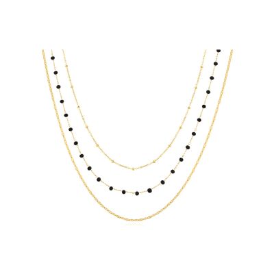 Collier Pixies en acier doré et résine noir