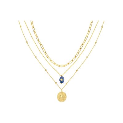 Collier Pixies en acier doré et lapis lazuli