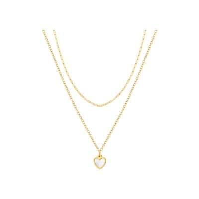 Collier Pixies en acier doré et nacre