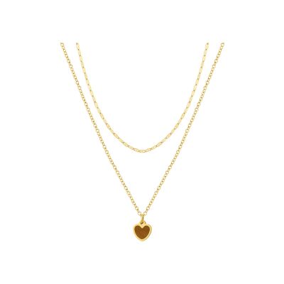 Collier Pixies en acier doré et oeil de tigre