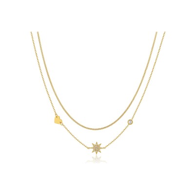 Collier Pixies en acier doré et résine blanche