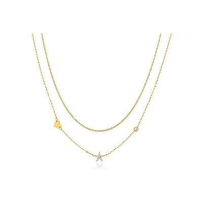 Collier Pixies en acier doré et résine blanche