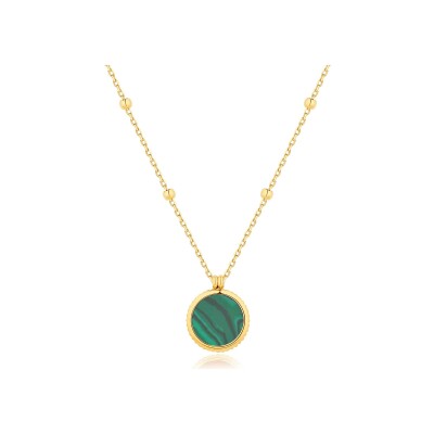 Collier Pixies en acier doré et malachite