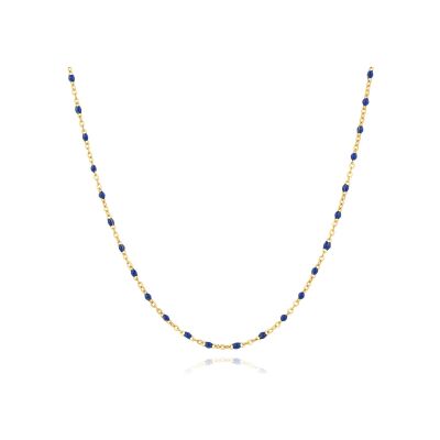 Collier Pixies en acier doré et résine bleu foncé