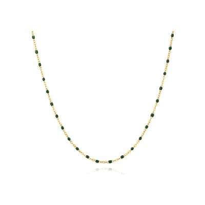 Collier Pixies en acier doré et résine vert