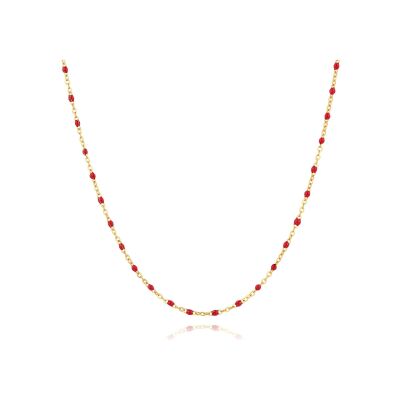 Collier Pixies en acier doré et résine rouge