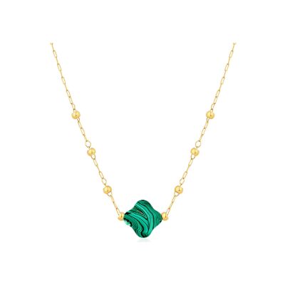 Collier Pixies en acier doré et malachite