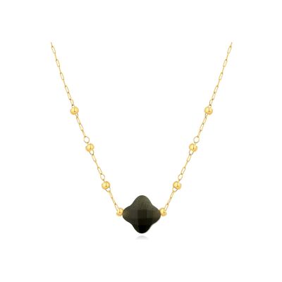 Collier Pixies en acier doré et quartz fumé