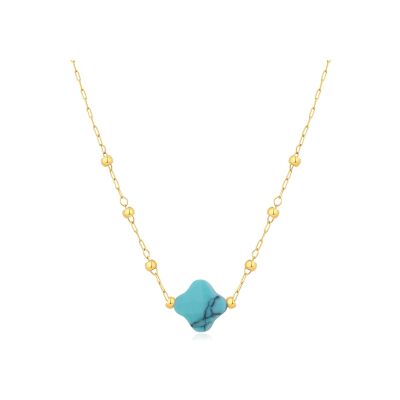 Collier Pixies en acier doré et turquoise