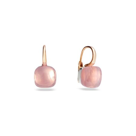 Pomellato Nudo earrings, rose gold, white gold and pink quartz