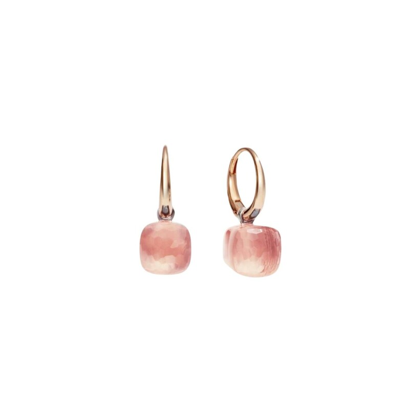 Pomellato Nudo Petites earrings, rose gold, white gold and rose quartz