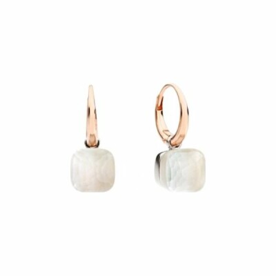 Boucles d'oreilles Pomellato Nudo en or rose, or blanc et topaze blanche