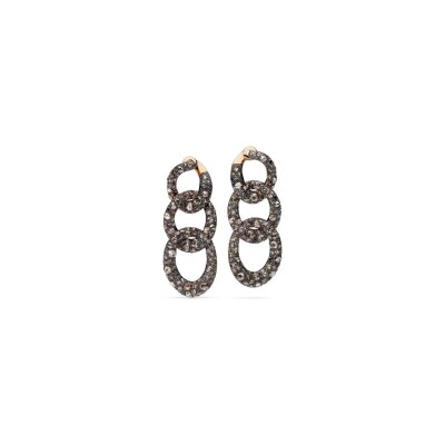 Boucles d'oreilles Pomellato Catene en or rose, argent bruni et diamants bruns