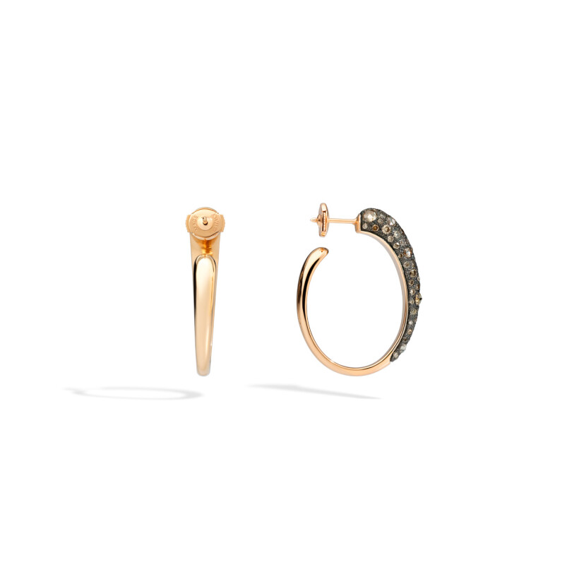Pomellato Catene earrings, rose gold and brown diamonds