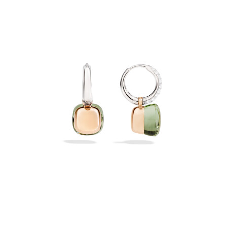 Pomellato Nudo earrings, white gold, rose gold, prasiolites and diamonds