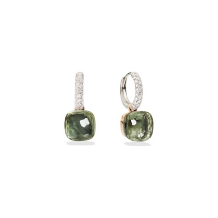 Pomellato Nudo earrings, white gold, rose gold, prasiolites and diamonds