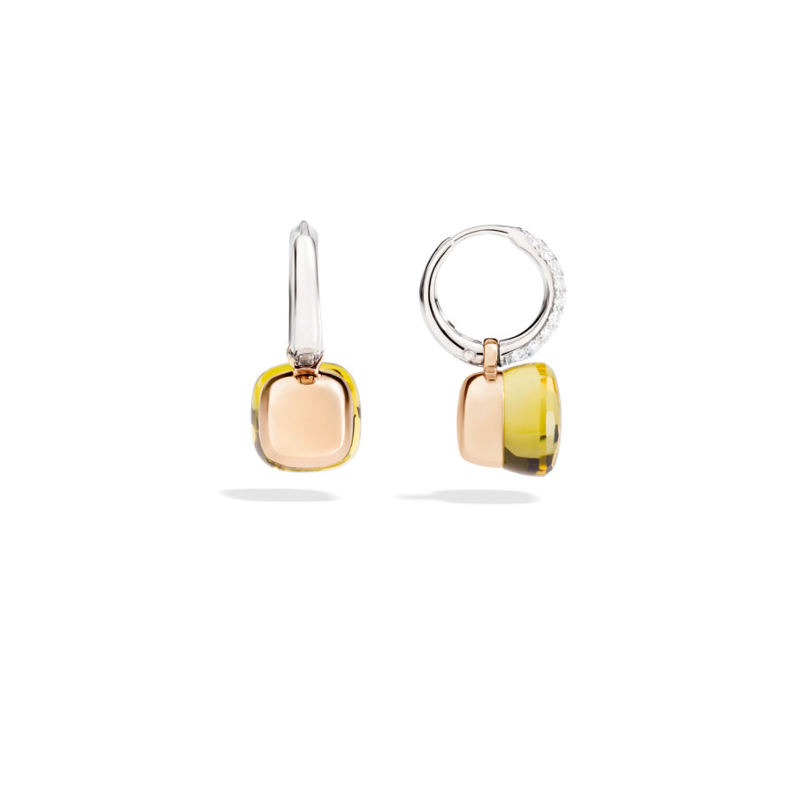 Boucles d'oreilles Pomellato Nudo en or blanc, or rose, quartz jaunes et diamants