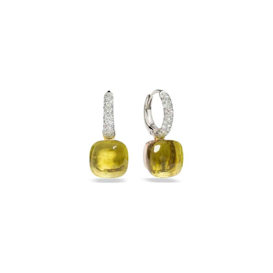 Boucles d'oreilles Pomellato Nudo en or blanc, or rose, quartz jaunes et diamants