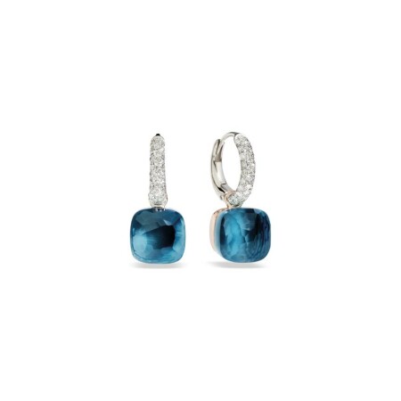 Boucles d'oreilles Pomellato Nudo en or blanc, or rose, topazes bleu London et diamants