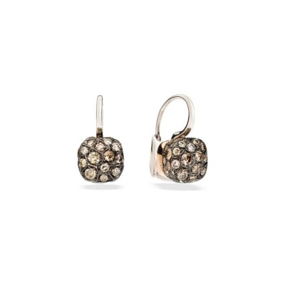 Boucles d'oreilles Pomellato Nudo en or blanc, or rose et diamants bruns