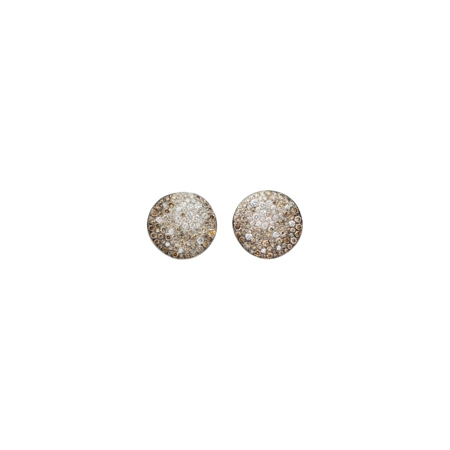 Boucles d'oreilles clips Pomellato Sabbia en or rose, diamants et diamants bruns