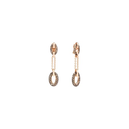 Boucles d'oreilles Pomellato Catene en or rose, argent bruni et diamants bruns