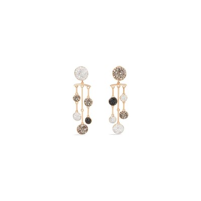 Boucles d'oreilles Pomellato Sabbia en or rose, diamants, diamants noirs et diamants bruns