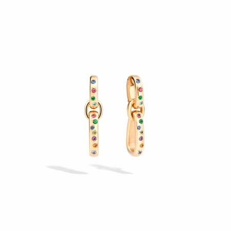 Pomellato Iconica earrings, rose gold, 22 stones:, blue sapphire, red spinel, tsavorite, blue zircon, red tourmaline, demantoid, amethyst, orange sapphire