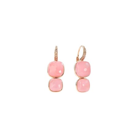 Pomellato Nudo earrings, rose gold, rose quartz, chalcedonies and diamonds