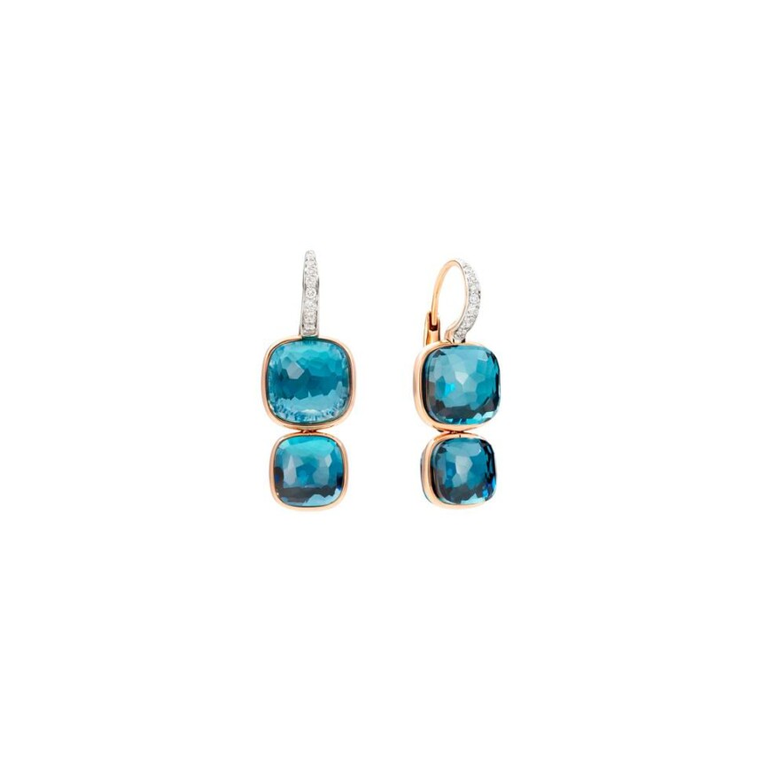 Pomellato Nudo earrings, rose gold, blue London topazes and diamonds