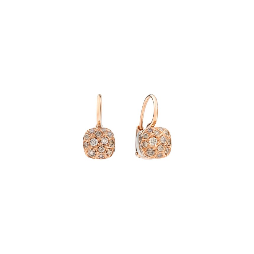 Boucles d\'oreilles Pomellato Nudo en or rose, or blanc et diamants bruns