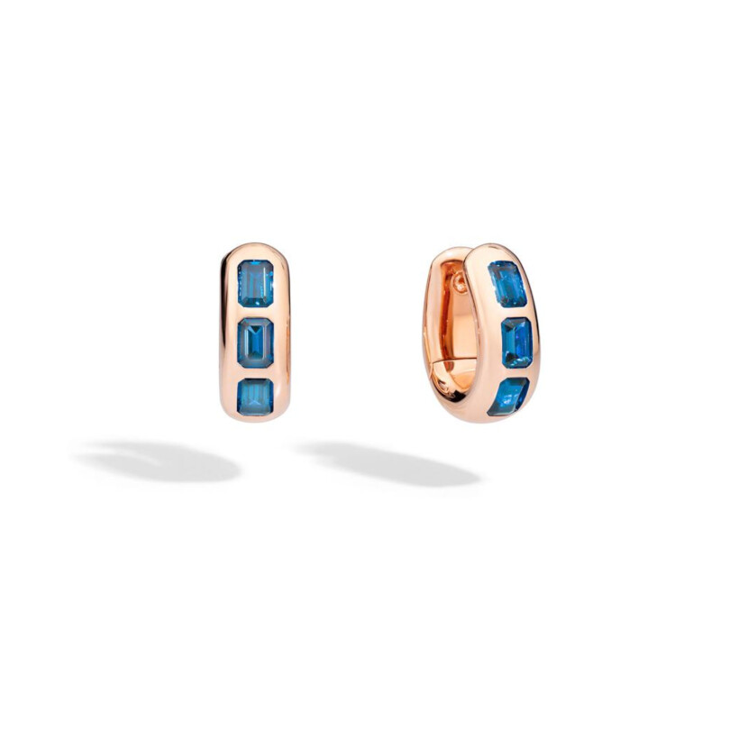 Pomellato Iconica earrings, rose gold and topaz blue london