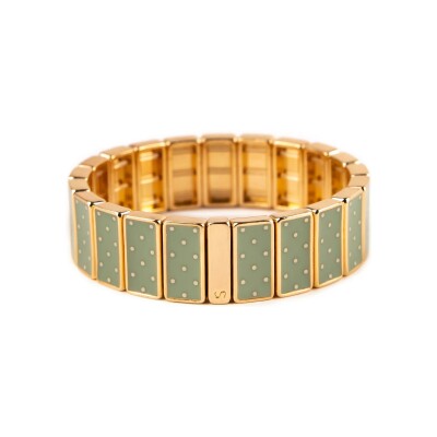 Bracelet Simone à Bordeaux Pois Blanc & Sauge en métal doré émaillé