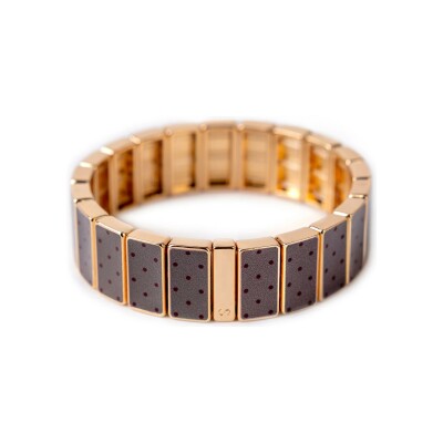 Bracelet Simone à Bordeaux Pois Chocolat & Marron en métal doré émaillé