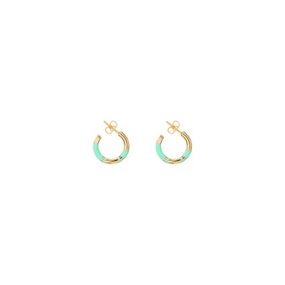 Boucles d'oreilles créoles Aurélie Bidermann Positano en métal doré à l'or 18 carats et résine - Acqua