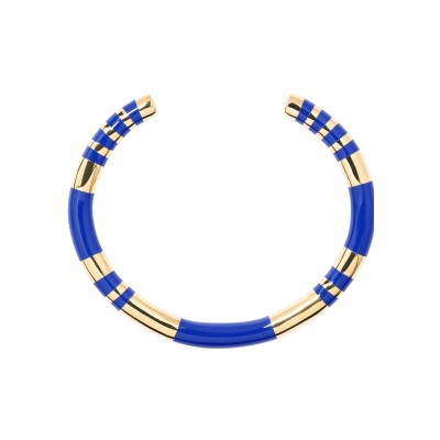 Bracelet Aurélie Bidermann Positano en métal doré à l'or 18 carats et résine - Bleu Lapis