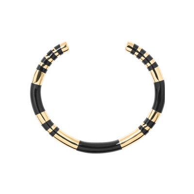 Bracelet Aurélie Bidermann Positano en métal doré à l'or 18 carats et résine - Noir