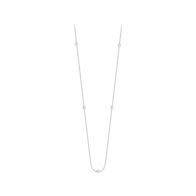Collier Claverin Mini Give Me Five en or blanc et perles blanches