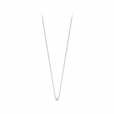 Collier Claverin Mini Simply Mini en or blanc et perle blanche