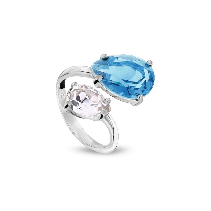 Bague Cubique En Argent Sterling Plaqué Or - Zircone - Taille 8.5 - Style Cocktail