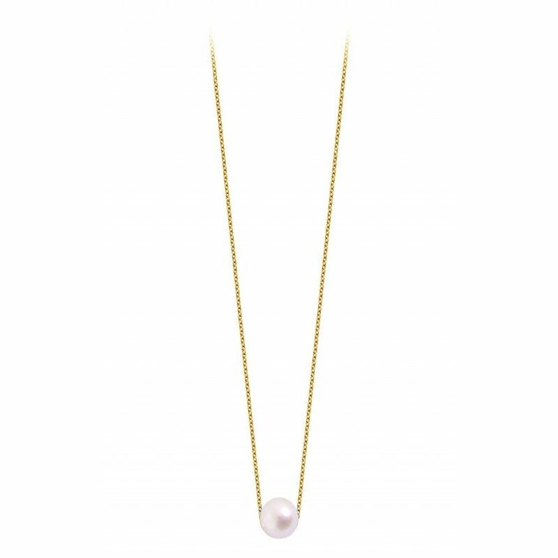 Collier Claverin Simply Pearly en or jaune et perle blanche